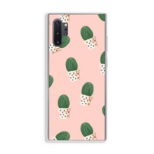 CaseCompany Cactusprint roze: Samsung Galaxy Note 10 Plus Transparant Hoesje
