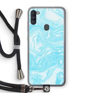 CaseCompany Waterverf blauw: Samsung Galaxy A11 Transparant Hoesje met koord