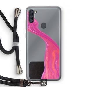CaseCompany Paarse stroom: Samsung Galaxy A11 Transparant Hoesje met koord