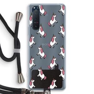 CaseCompany Eenhoorns overal: Sony Xperia 5 II Transparant Hoesje met koord