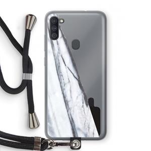CaseCompany Gestreepte marmer: Samsung Galaxy A11 Transparant Hoesje met koord