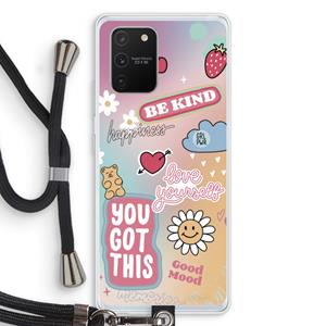 CaseCompany Positivity: Samsung Galaxy S10 Lite Transparant Hoesje met koord