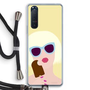 CaseCompany Ice cream: Sony Xperia 5 II Transparant Hoesje met koord