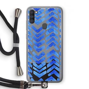 CaseCompany Blauwe pijlen: Samsung Galaxy A11 Transparant Hoesje met koord