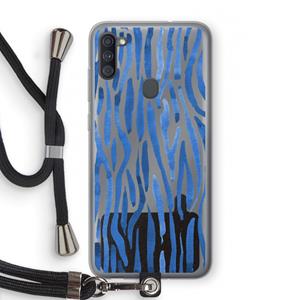CaseCompany Blauwe nerven: Samsung Galaxy A11 Transparant Hoesje met koord