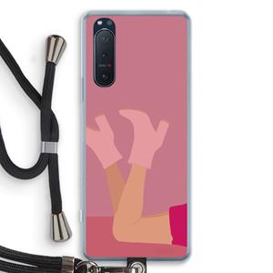 CaseCompany Pink boots: Sony Xperia 5 II Transparant Hoesje met koord