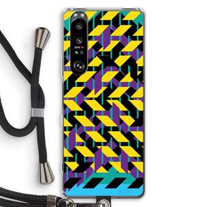 CaseCompany Skew Bee 3: Sony Xperia 1 III Transparant Hoesje met koord