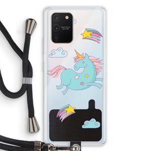 CaseCompany Vliegende eenhoorn: Samsung Galaxy S10 Lite Transparant Hoesje met koord