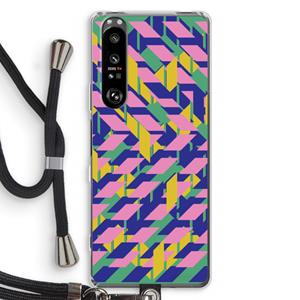 CaseCompany Skew Blush 1: Sony Xperia 1 III Transparant Hoesje met koord
