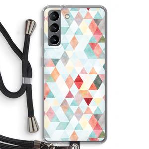 CaseCompany Gekleurde driehoekjes pastel: Samsung Galaxy S21 Transparant Hoesje met koord