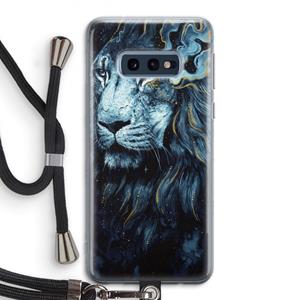 CaseCompany Darkness Lion: Samsung Galaxy S10e Transparant Hoesje met koord
