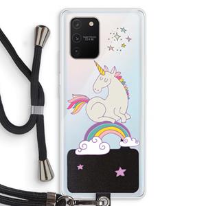CaseCompany Regenboog eenhoorn: Samsung Galaxy S10 Lite Transparant Hoesje met koord
