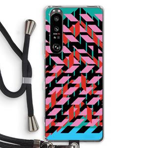 CaseCompany Skew Blush 2: Sony Xperia 1 III Transparant Hoesje met koord