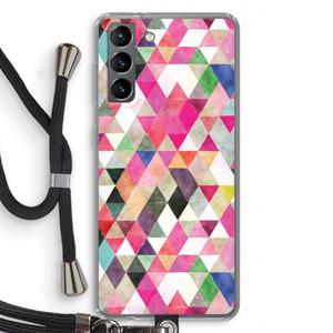 CaseCompany Gekleurde driehoekjes: Samsung Galaxy S21 Transparant Hoesje met koord