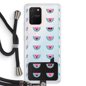 CaseCompany Smiley watermeloenprint: Samsung Galaxy S10 Lite Transparant Hoesje met koord