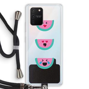 CaseCompany Smiley watermeloen: Samsung Galaxy S10 Lite Transparant Hoesje met koord