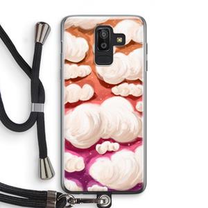 CaseCompany Katoen Wolken: Samsung Galaxy J8 (2018) Transparant Hoesje met koord