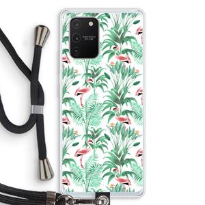 CaseCompany Flamingo bladeren: Samsung Galaxy S10 Lite Transparant Hoesje met koord