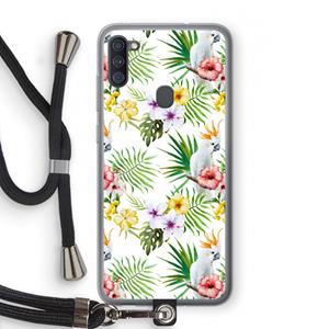 CaseCompany Gele kuif: Samsung Galaxy A11 Transparant Hoesje met koord