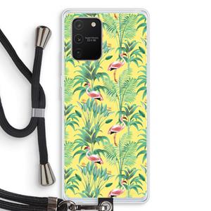 CaseCompany Flamingo party: Samsung Galaxy S10 Lite Transparant Hoesje met koord