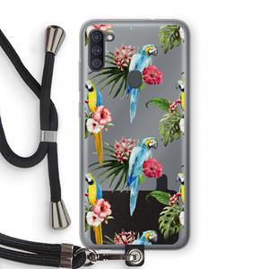 CaseCompany Kleurrijke papegaaien: Samsung Galaxy A11 Transparant Hoesje met koord