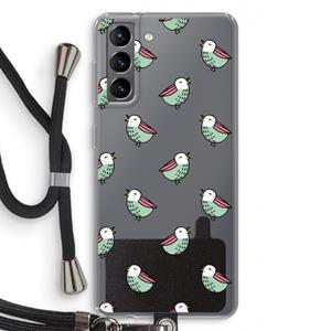 CaseCompany Vogeltjes: Samsung Galaxy S21 Transparant Hoesje met koord