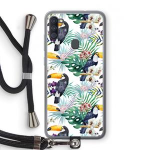 CaseCompany Tukans: Samsung Galaxy A11 Transparant Hoesje met koord