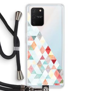 CaseCompany Gekleurde driehoekjes pastel: Samsung Galaxy S10 Lite Transparant Hoesje met koord