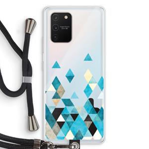 CaseCompany Gekleurde driehoekjes blauw: Samsung Galaxy S10 Lite Transparant Hoesje met koord