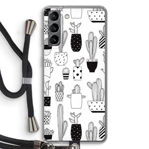 CaseCompany Cactusmotief: Samsung Galaxy S21 Transparant Hoesje met koord