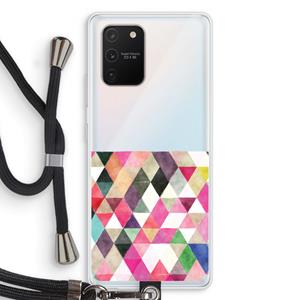 CaseCompany Gekleurde driehoekjes: Samsung Galaxy S10 Lite Transparant Hoesje met koord