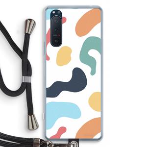 CaseCompany Memphis Shapes Blue: Sony Xperia 5 II Transparant Hoesje met koord