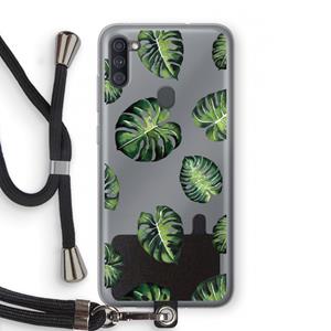 CaseCompany Tropische bladeren: Samsung Galaxy A11 Transparant Hoesje met koord