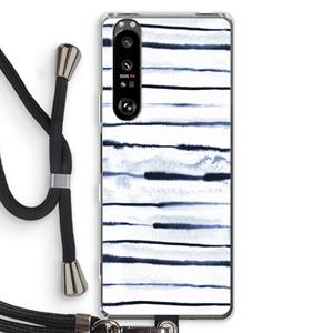 CaseCompany Ink Stripes: Sony Xperia 1 III Transparant Hoesje met koord