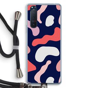 CaseCompany Memphis Shapes Pink: Sony Xperia 5 II Transparant Hoesje met koord