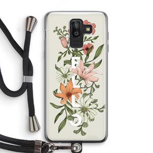 CaseCompany Hello bloemen: Samsung Galaxy J8 (2018) Transparant Hoesje met koord