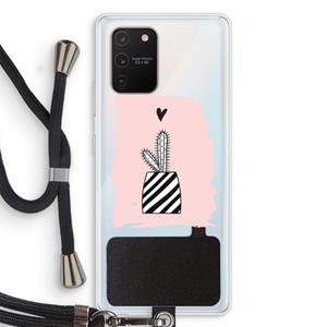 CaseCompany Zwart-wit cactus: Samsung Galaxy S10 Lite Transparant Hoesje met koord
