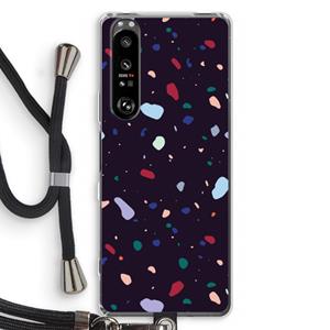 CaseCompany Dark Rounded Terrazzo: Sony Xperia 1 III Transparant Hoesje met koord