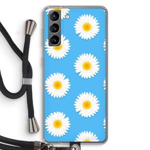CaseCompany Margrietjes: Samsung Galaxy S21 Transparant Hoesje met koord
