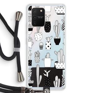 CaseCompany Cactusmotief: Samsung Galaxy S10 Lite Transparant Hoesje met koord