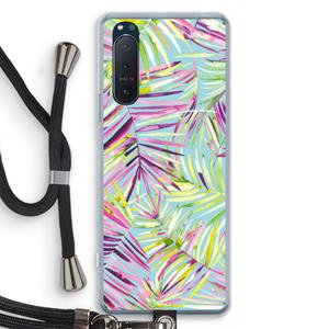 CaseCompany Tropical Palms Blue: Sony Xperia 5 II Transparant Hoesje met koord