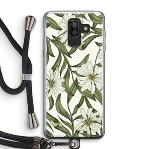 CaseCompany Wit bloemenpatroon: Samsung Galaxy J8 (2018) Transparant Hoesje met koord