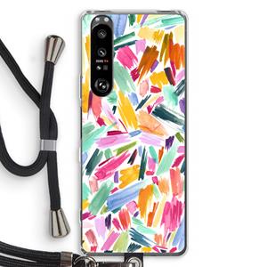 CaseCompany Watercolor Brushstrokes: Sony Xperia 1 III Transparant Hoesje met koord