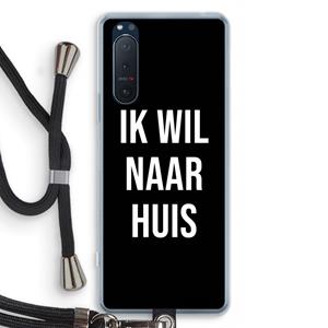CaseCompany Ik wil naar huis - Zwart: Sony Xperia 5 II Transparant Hoesje met koord