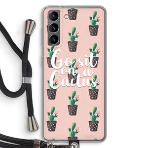 CaseCompany Cactus quote: Samsung Galaxy S21 Transparant Hoesje met koord