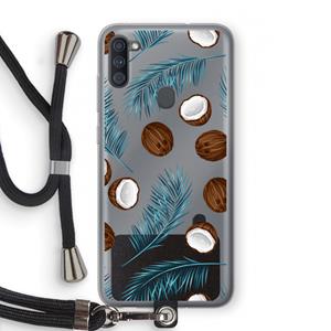 CaseCompany Kokosnoot roze: Samsung Galaxy A11 Transparant Hoesje met koord