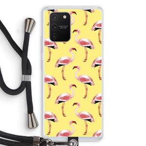 CaseCompany Flamingo's geel: Samsung Galaxy S10 Lite Transparant Hoesje met koord