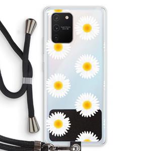 CaseCompany Margrietjes: Samsung Galaxy S10 Lite Transparant Hoesje met koord
