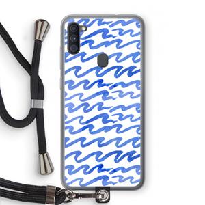 CaseCompany Blauwe golven: Samsung Galaxy A11 Transparant Hoesje met koord