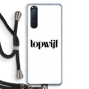CaseCompany Topwijf Wit: Sony Xperia 5 II Transparant Hoesje met koord